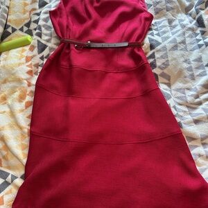 Anne Klein Red Strapless Sheath Midi Dress